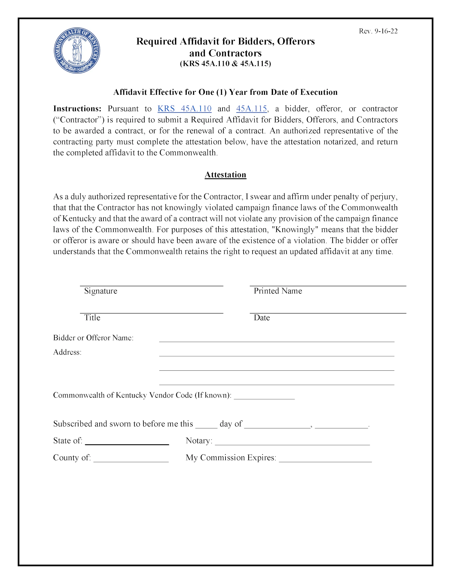 Annual BOC Affidavit